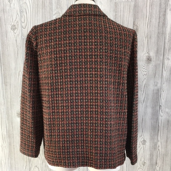 Vintage Alfred Dunner Womens Fall Blazer Jacket Size 14 Brown Red - Picture 6 of 8